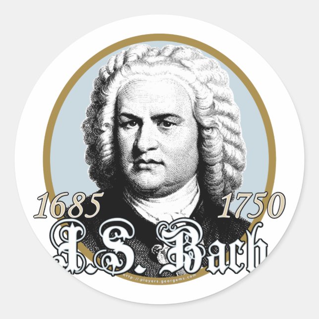 Pegatina Redonda Johann Sebastian Bach (Anverso)