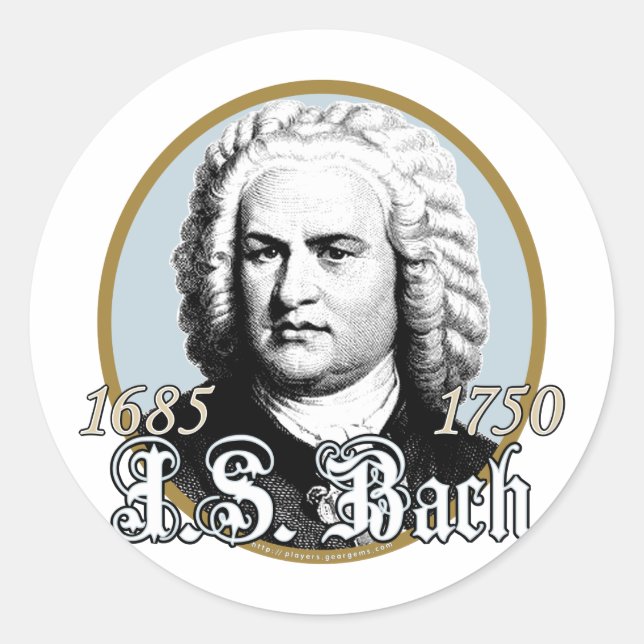 Pegatina Redonda Johann Sebastian Bach (Anverso)
