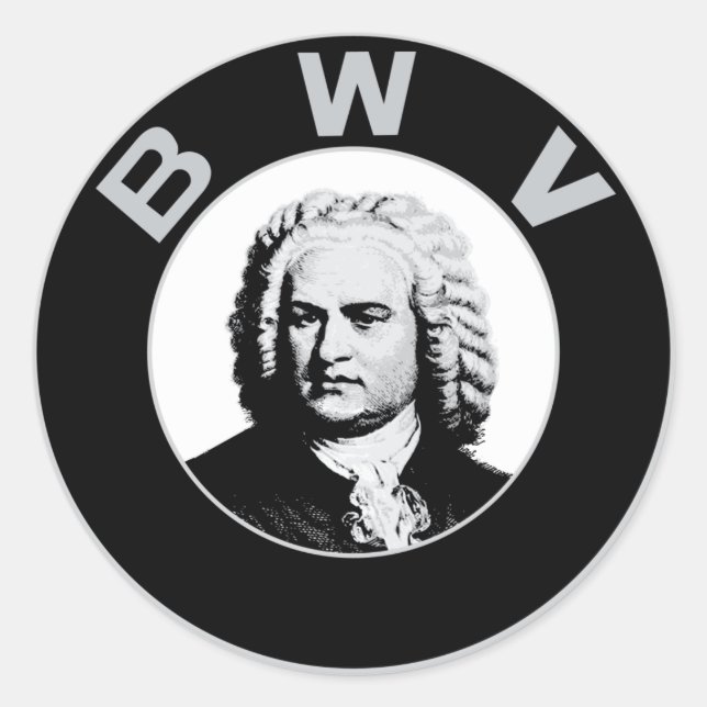 Pegatina Redonda Johann Sebastian Bach (Anverso)