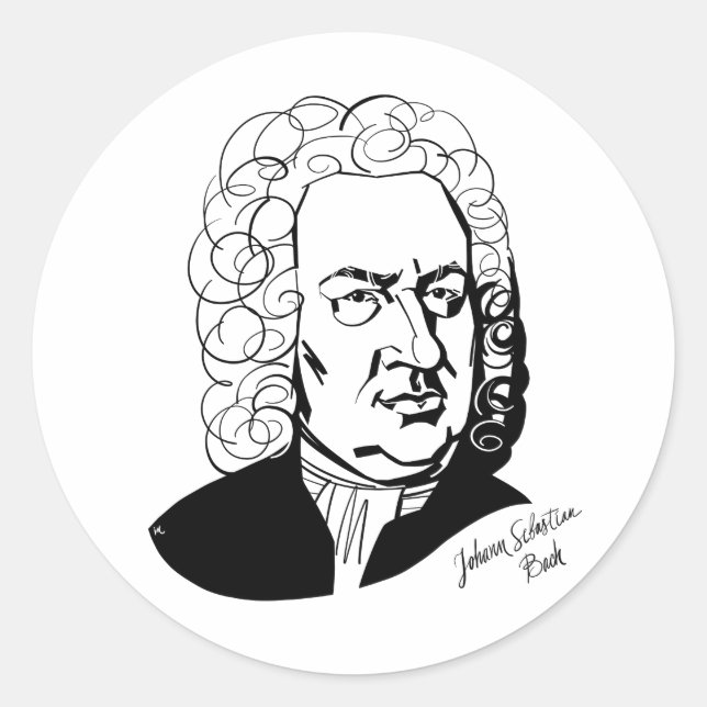 Pegatina Redonda Johann Sebastian Bach (Anverso)