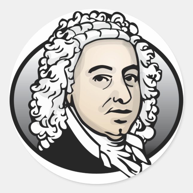 Pegatina Redonda Johann Sebastian Bach (Anverso)