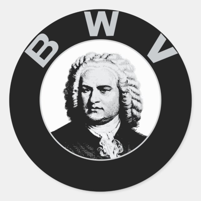 Pegatina Redonda Johann Sebastian Bach (Anverso)