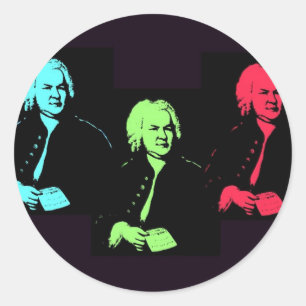 Pegatina Redonda Johann Sebastian Bach Collage