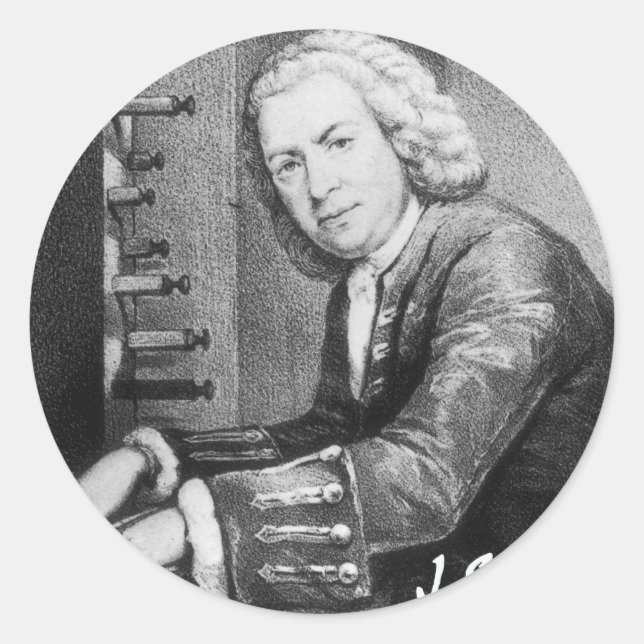 Pegatina Redonda Johann Sebastian Bach Stuff (Anverso)
