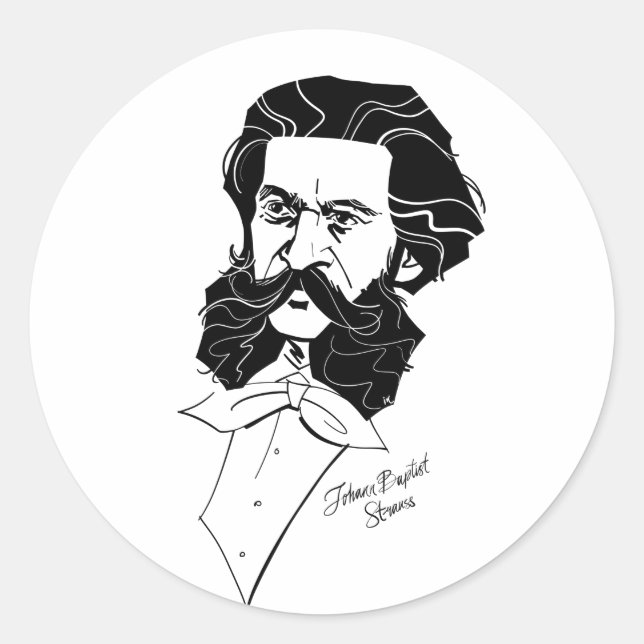 Pegatina Redonda Johann Strauss Jr (Anverso)