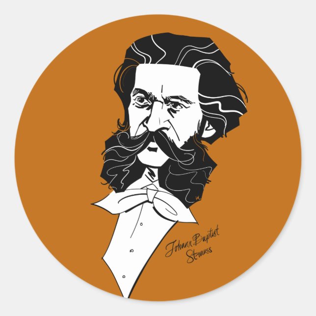 Pegatina Redonda Johann Strauss Jr (Anverso)