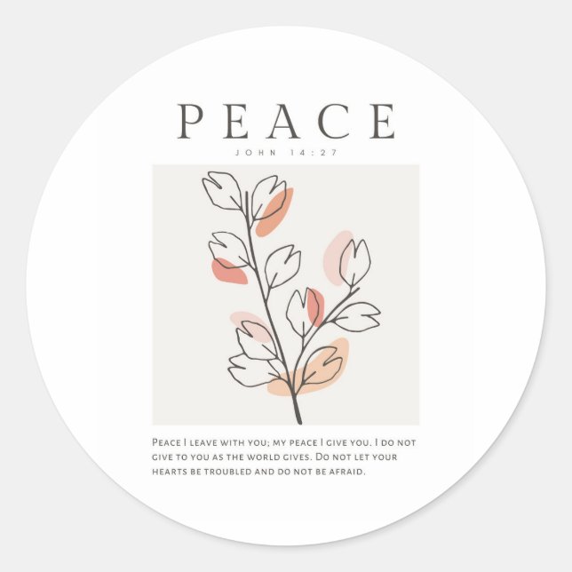 Pegatina Redonda John 14:27 Paz te dejo (Anverso)