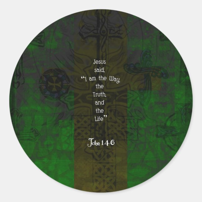 Pegatina Redonda John 14:6 Biblia Verse Ruta Inspiradora (Anverso)