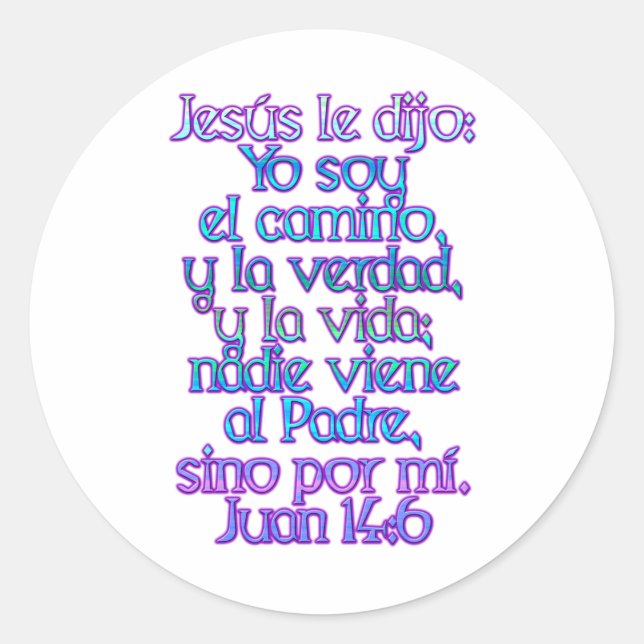Pegatina Redonda John 14:6 Español (Anverso)