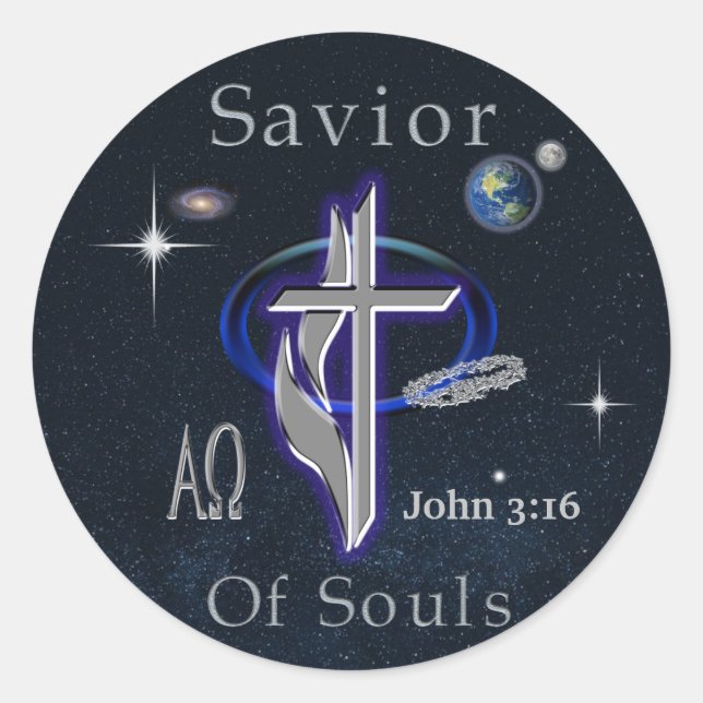 Pegatina Redonda JOhn 3:16 (Anverso)