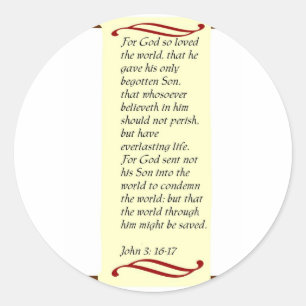 Pegatina Redonda John 3:16 - 17pegatinas