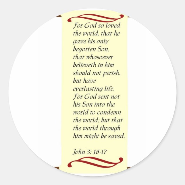 Pegatina Redonda John 3:16 - 17pegatinas (Anverso)