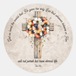 Pegatina Redonda John 3:16 Bible Verse Classic Round Sticker