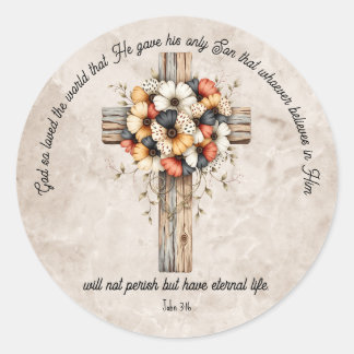 Pegatina Redonda John 3:16 Bible Verse Classic Round Sticker