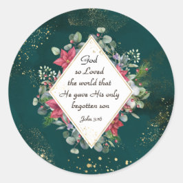 Pegatina Redonda John.3:16 Dios amó al mundo, Navidades
