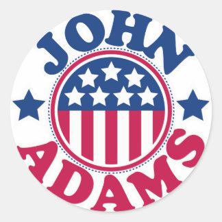 Pegatina Redonda John Adams, presidente de Estados Unidos