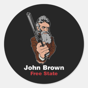 Pegatina Redonda John Brown Abolicionista Sangrado Estado Libre de