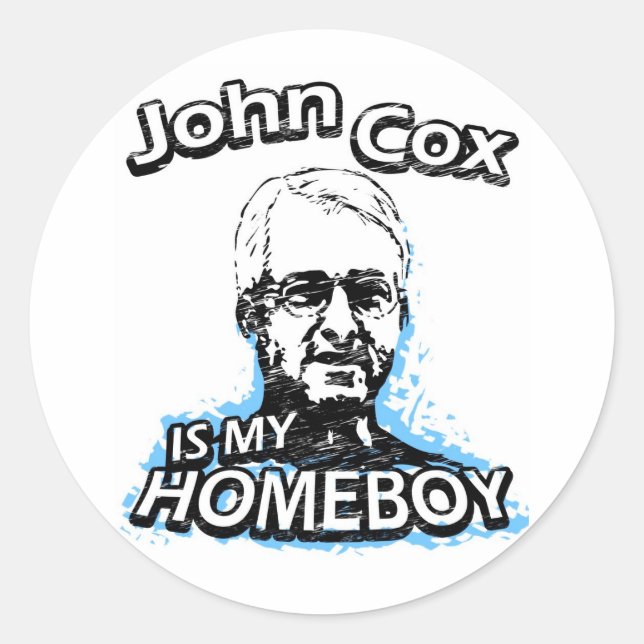 Pegatina Redonda John Cox es mi compañero de casa (Anverso)