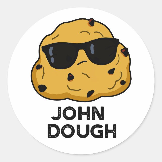 Pegatina Redonda John Dough Funny Baking Pun (Anverso)