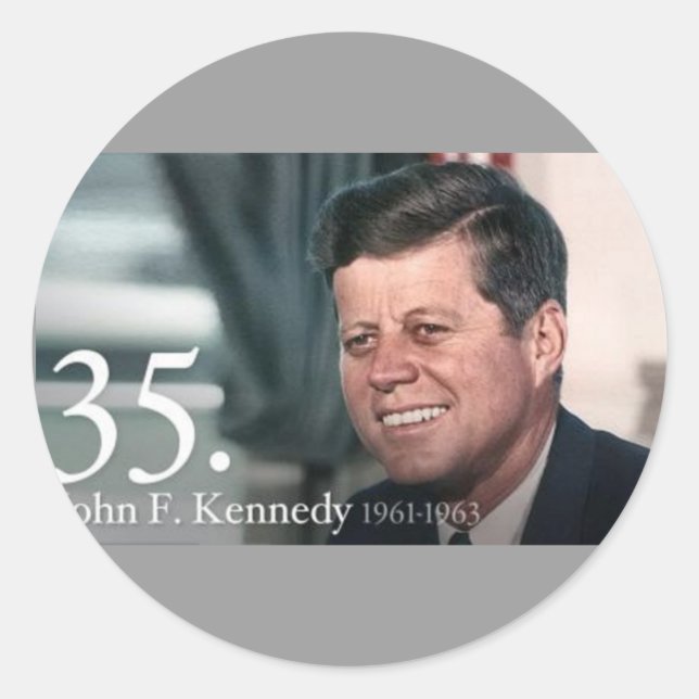 Pegatina Redonda John F Kennedy (Anverso)
