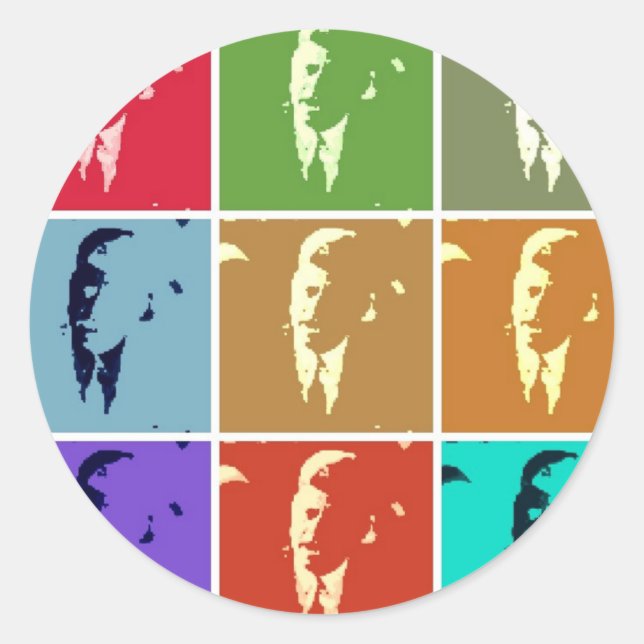 Pegatina Redonda John F Kennedy/JFK Pop Art (Anverso)