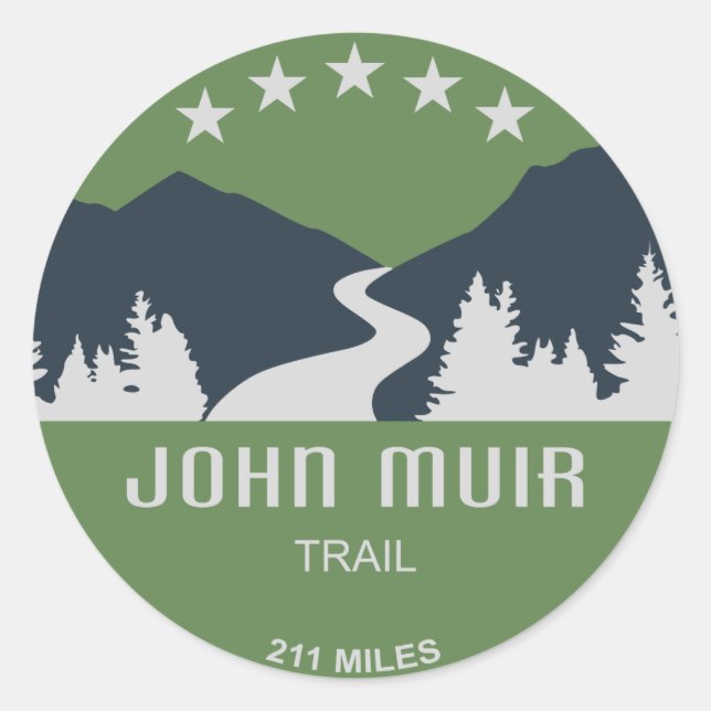 Pegatina Redonda John Muir Trail (Anverso)