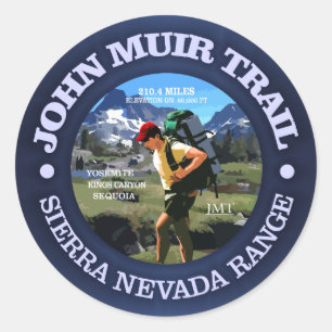 Pegatina Redonda John Muir Trail (Hiker C)