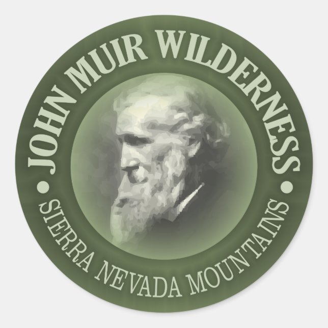 Pegatina Redonda John Muir Wilderness (Anverso)