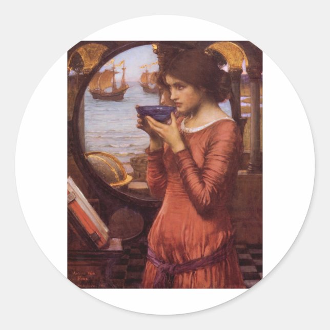 Pegatina Redonda John William Waterhouse - Destiny (Anverso)