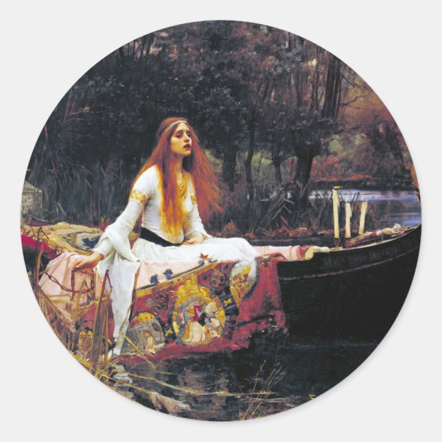 Pegatina Redonda John William Waterhouse La Dama De Shalott (Anverso)