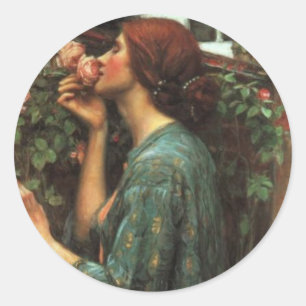 Pegatina Redonda John William Waterhouse, mi dulce Rosa (1903)
