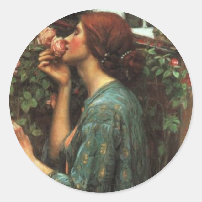 Pegatina Redonda John William Waterhouse, mi dulce Rosa (1903) (Anverso)