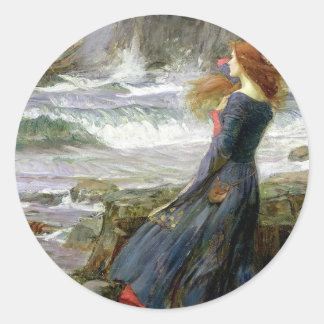 Pegatina Redonda John William Waterhouse Miranda The Tempest