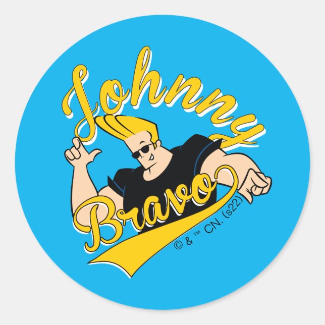 Pegatina Redonda Johnny Bravo Athletic Graphic (Anverso)