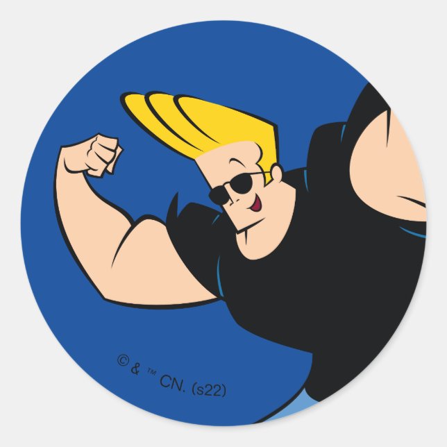 Pegatina Redonda Johnny Bravo Iconic Pose (Anverso)