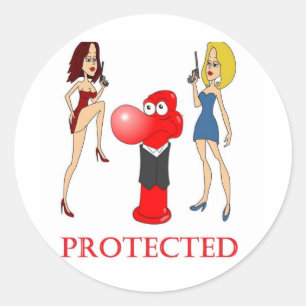 Pegatina Redonda Johnny Condom Protected