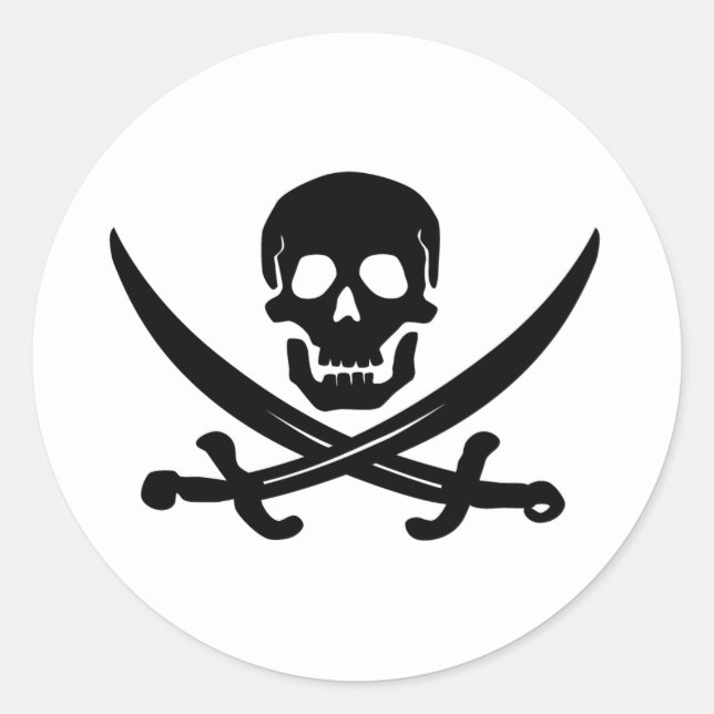 Pegatina Redonda Jolly Roger (Anverso)
