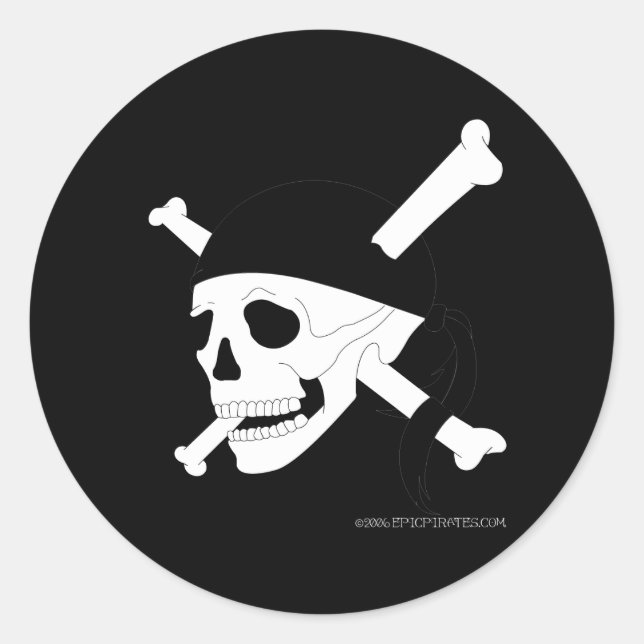 Pegatina Redonda Jolly Roger #1 (Anverso)