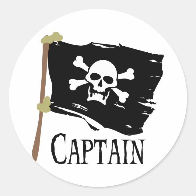 Pegatina Redonda Jolly Roger Captain (Anverso)