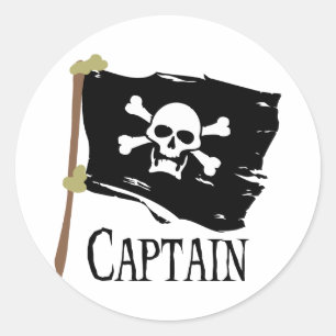 Pegatina Redonda Jolly Roger Captain