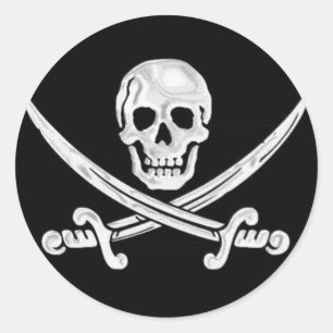 Pegatina Redonda Jolly Roger Skull