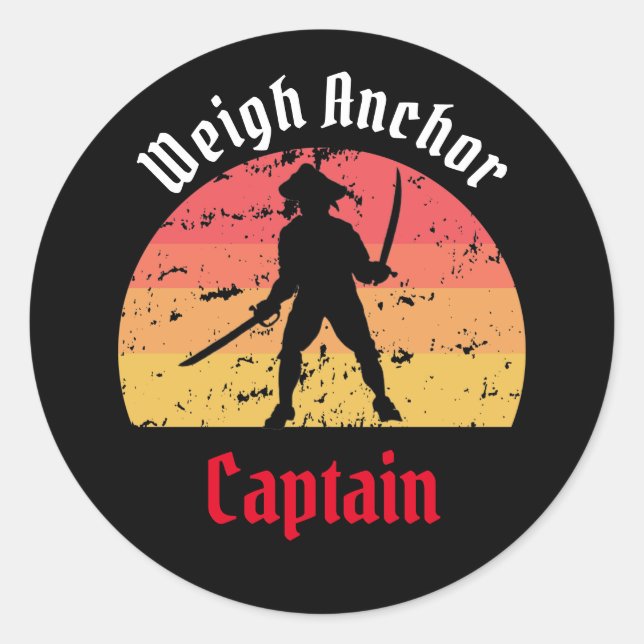 Pegatina Redonda Jolly Roger Sunset (Anverso)