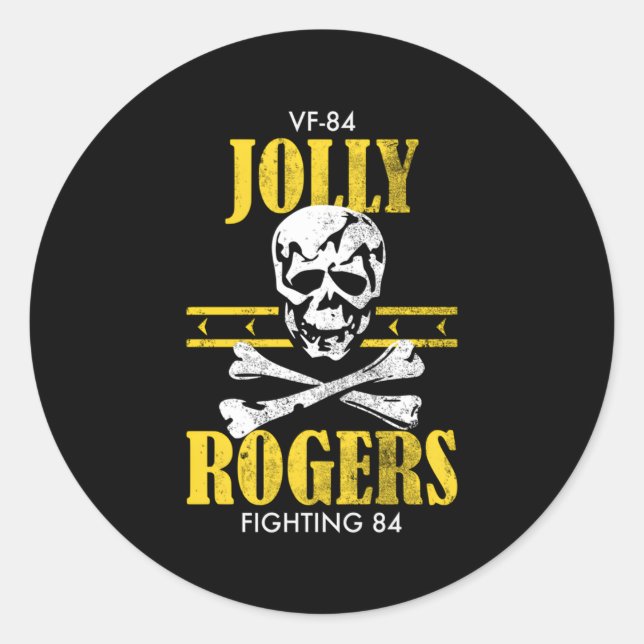 Pegatina Redonda Jolly Rogers Vf-84 con problemas (Anverso)