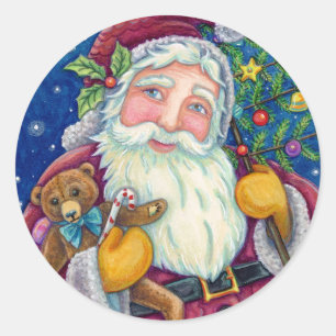 PEGATINA REDONDA JOLLY ST NICK & TEDDYBEAR, ANTIGUOS NAVIDADES DE M