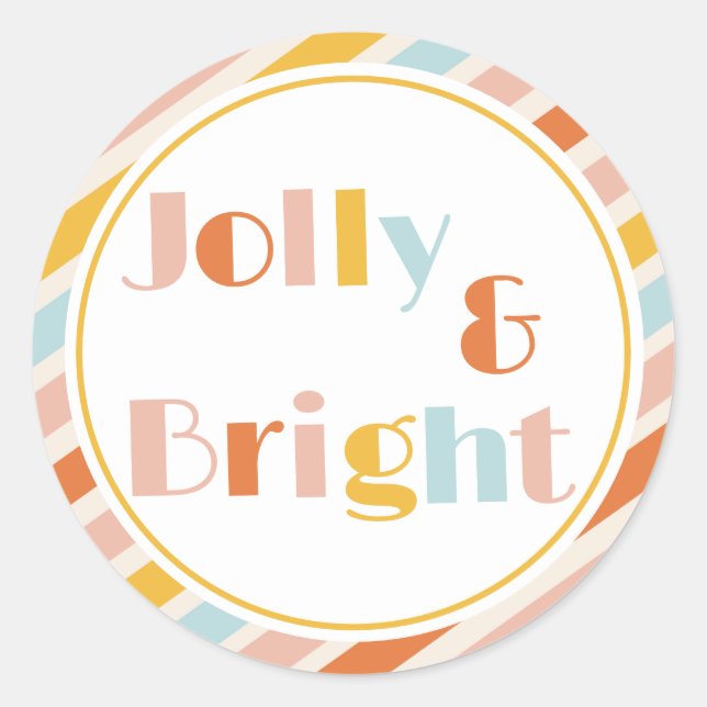Pegatina Redonda Jolly y Bright Bold Strike Navidades (Anverso)