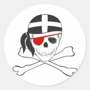 Pegatina Redonda JollyRoger usando la bandera de Cornish