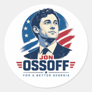 Pegatina Redonda Jon Ossoff para Gobernador   Por una Georgia Mejor