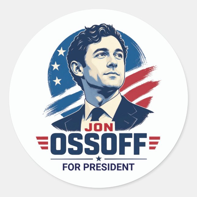 Pegatina Redonda Jon Ossoff Presidente 2028   (Anverso)