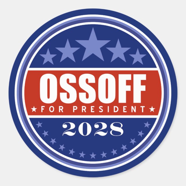 Pegatina Redonda Jon Ossoff Presidente 2028 (Anverso)