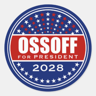 Pegatina Redonda Jon Ossoff Presidente 2028